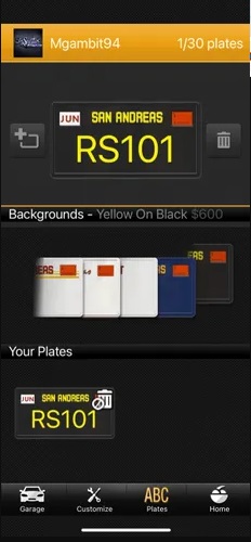 matrícula personalizada em GTA Online