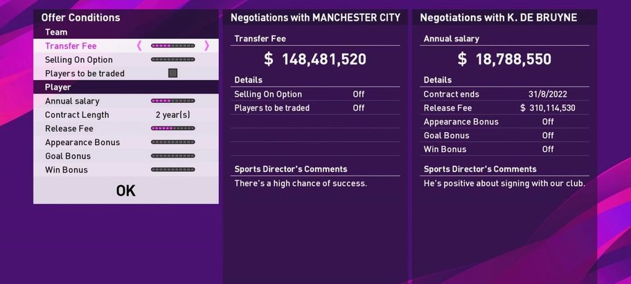 negociações transferência PES 2021