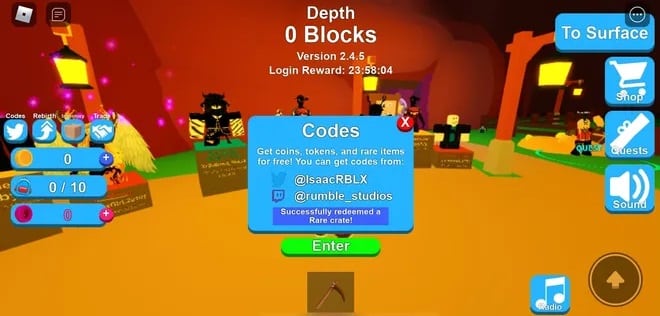 Códigos activos Mining Simulator 2