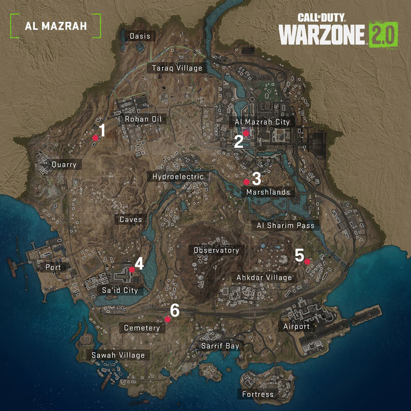 Warzone 2 para Mazrah DMZ Dead Drop locais