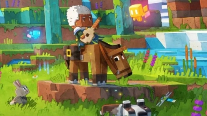 tocar alaúde e usar o songbook Minecraft Legends