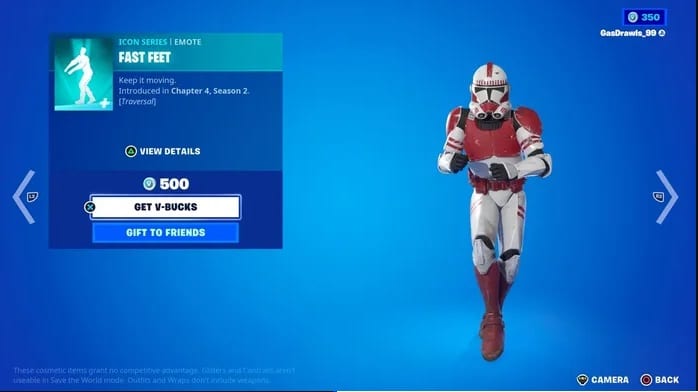 emote Fast Feet Fortnite
