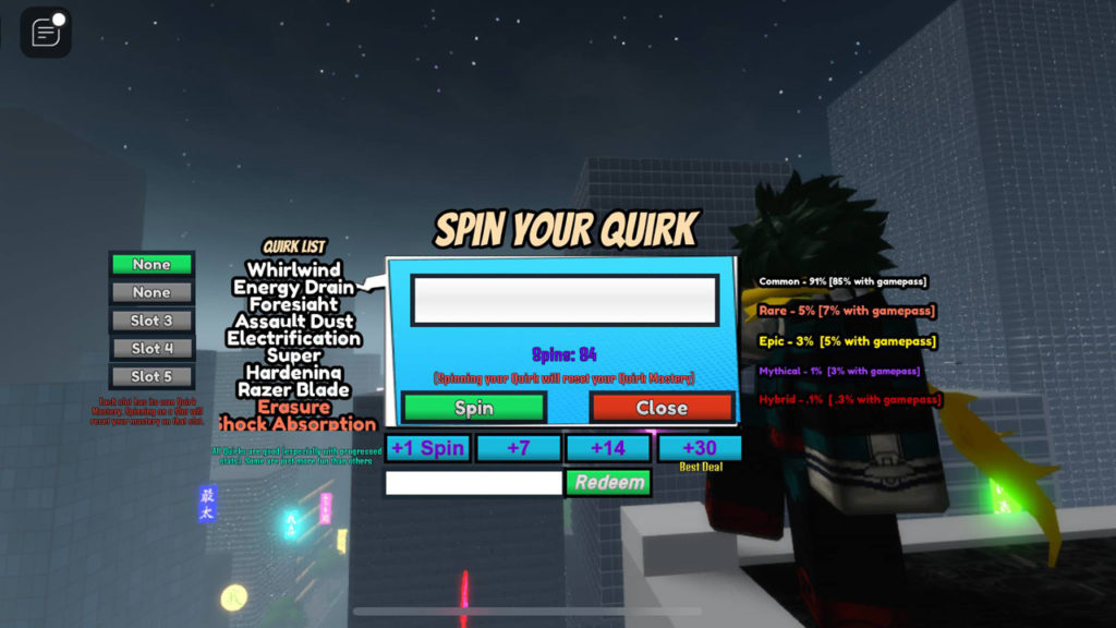 Códigos activos Era of Quirks