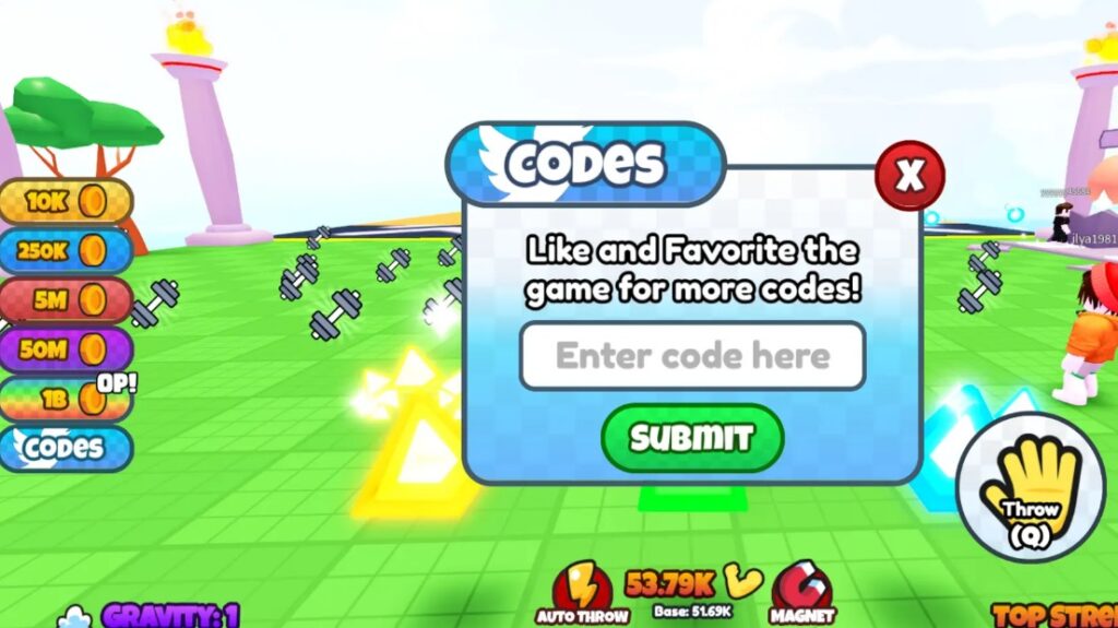 Codigos Muscle Throw